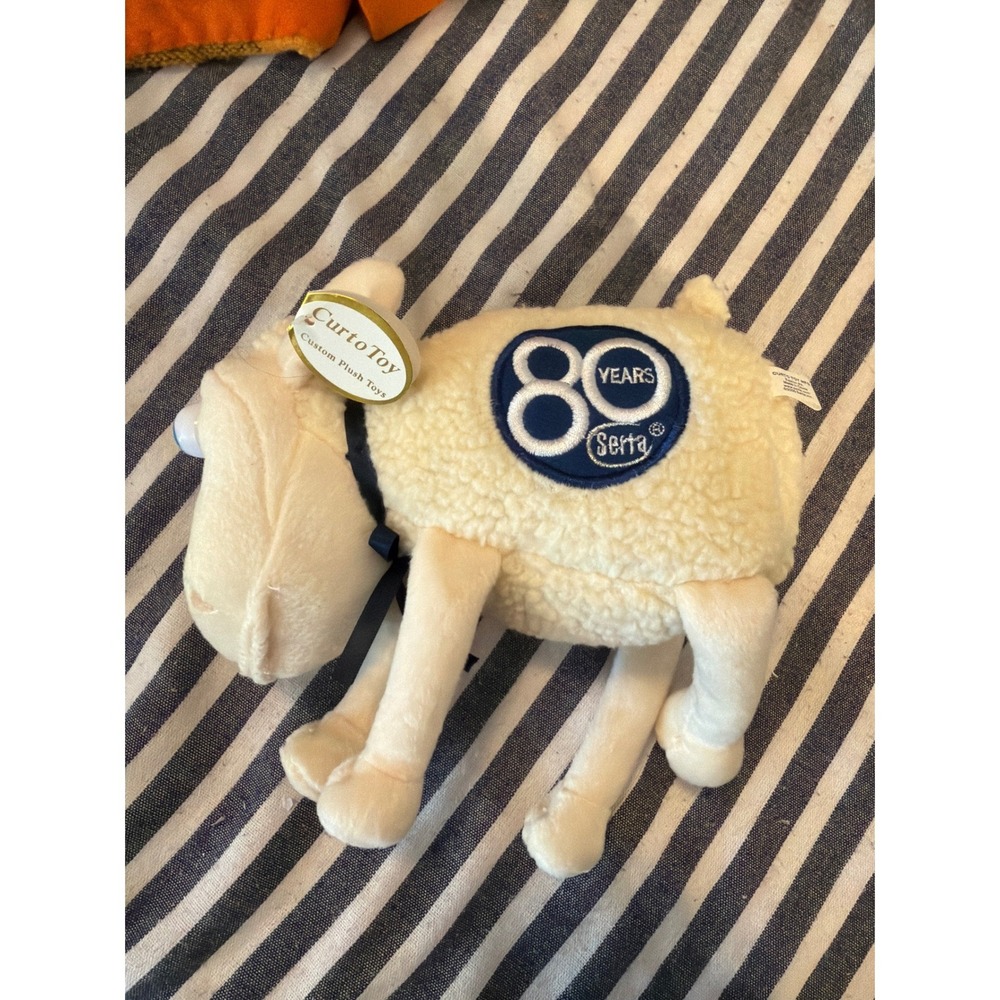 Serta Counting Sheep 80th Anniversary Plush Curto Toy Mascot Cream Blue 80 Toy